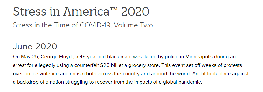American Psychological Assoc Stress in America™ 2020, Stress in the Time of COVID-19, Volume Two