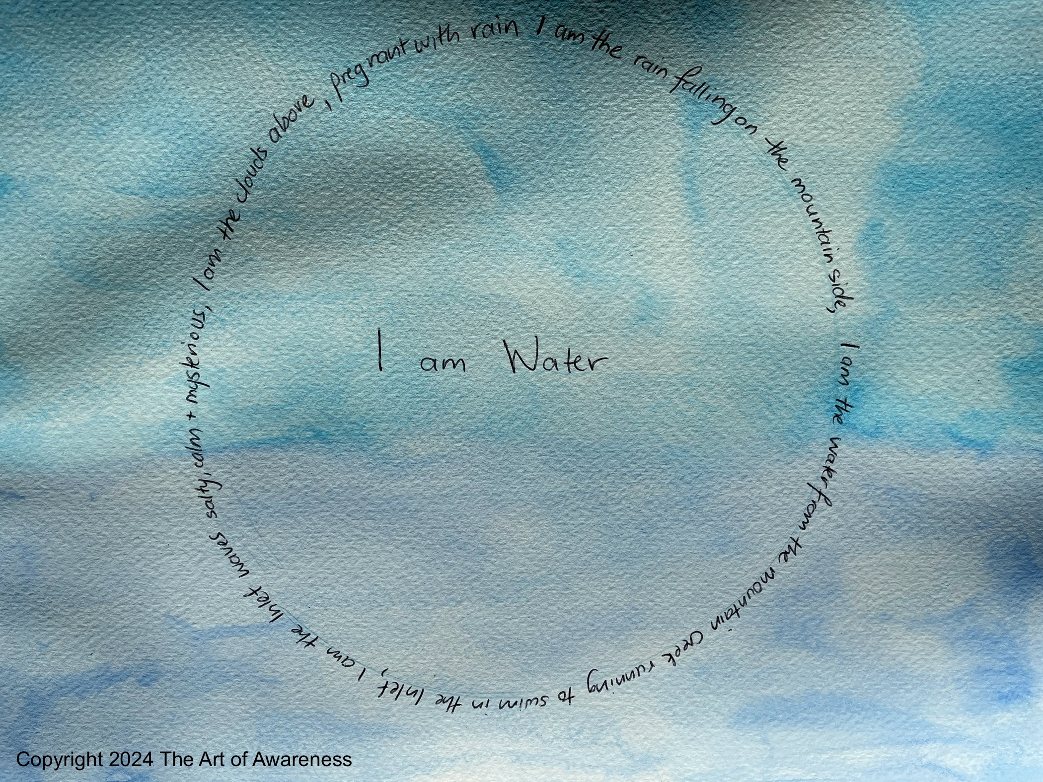 Photo of artwork: The Art of Awareness. I am Water. Copyright 2024.
